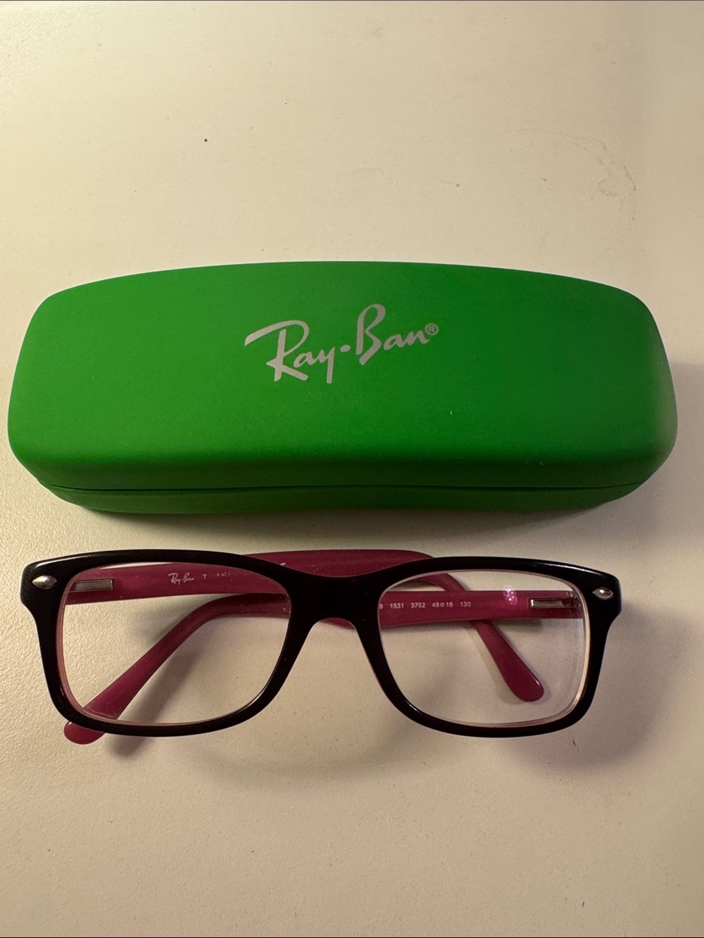 Pre-loved Ray-Ban Kids Eyewear Glasses frame 48 duo tone with Green Case